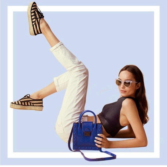 LOEFFLER RANDALL Alfie Raffia Black Tan Striped Espadrille Sneakers - Picture 2 of 12